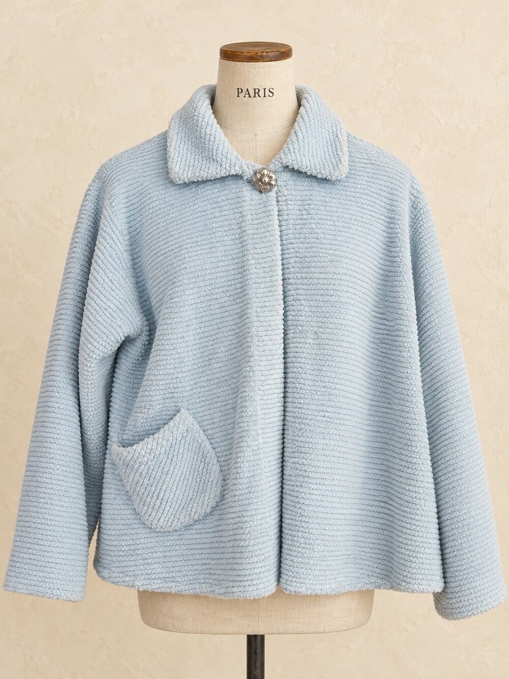 Light Blue Cotton Terry Cloth Bed Jacket